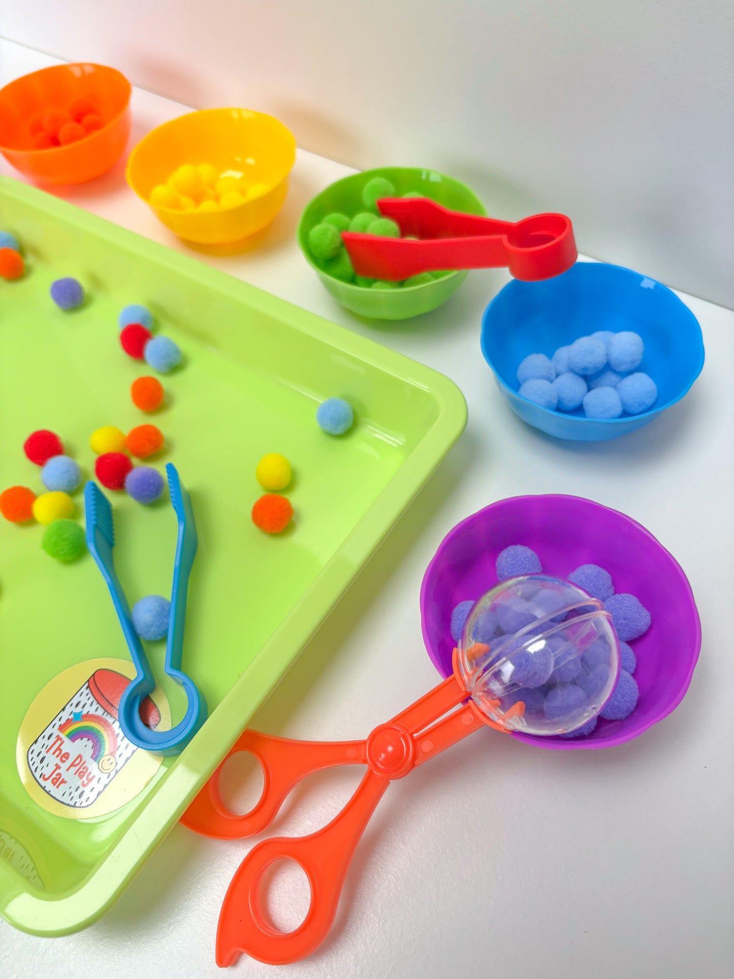 Rainbow Pom Pom Sorting Set