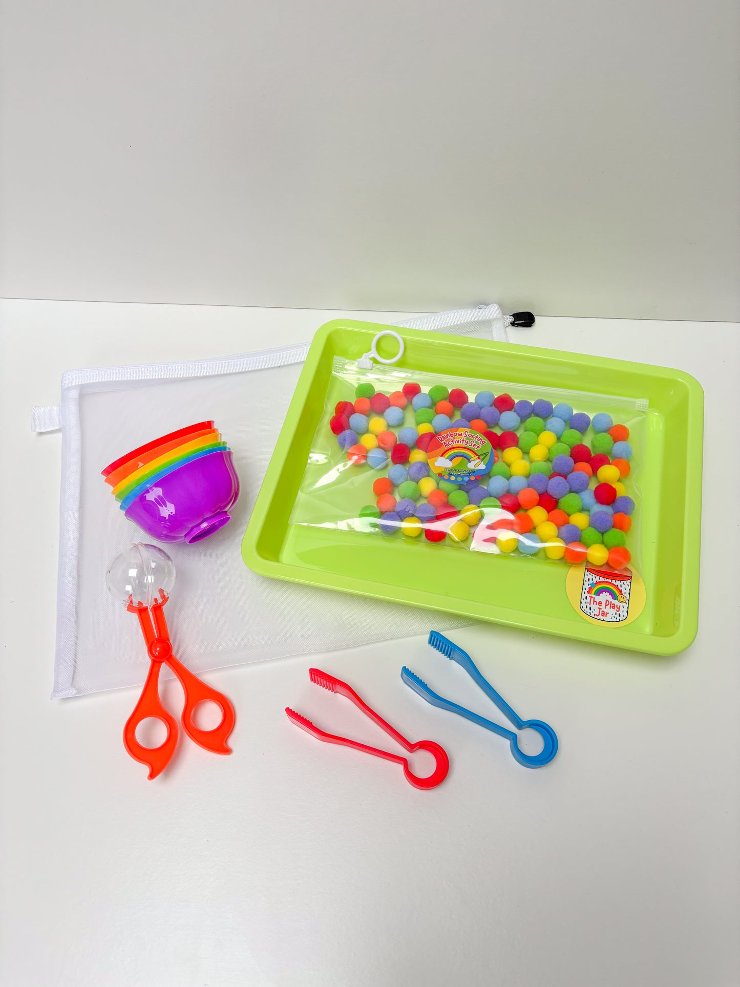 Rainbow Pom Pom Sorting Set