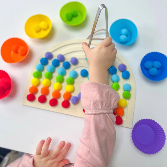 Rainbow Pom Pom Sorting Set