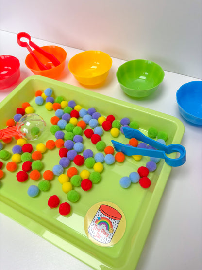 Rainbow Pom Pom Sorting Set