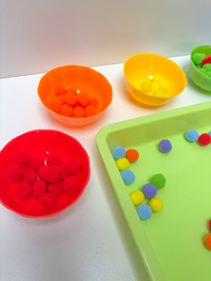 Rainbow Pom Pom Sorting Set